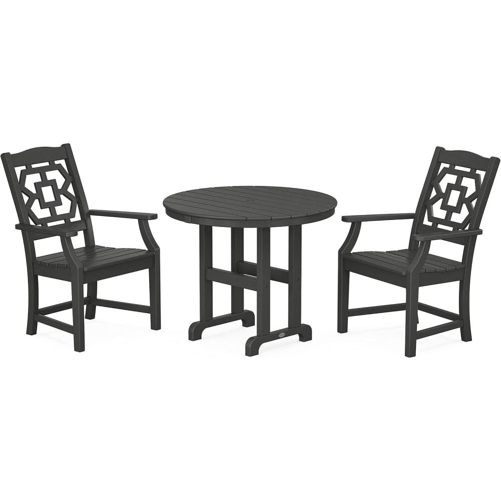 imageMartha Stewart by POLYWOOD Chinoiserie 3Piece Farmhouse Dining Set in MahoganyBlack