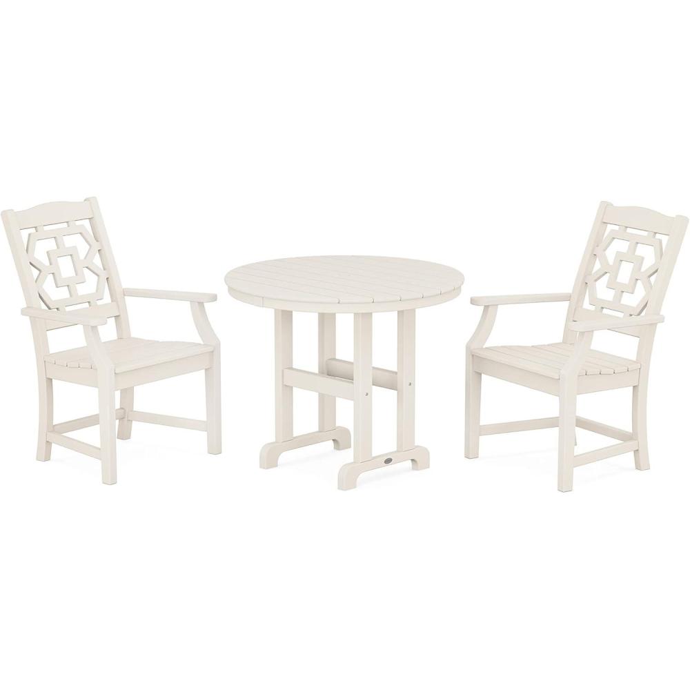 imageMartha Stewart by POLYWOOD Chinoiserie 3Piece Farmhouse Dining Set in MahoganySand