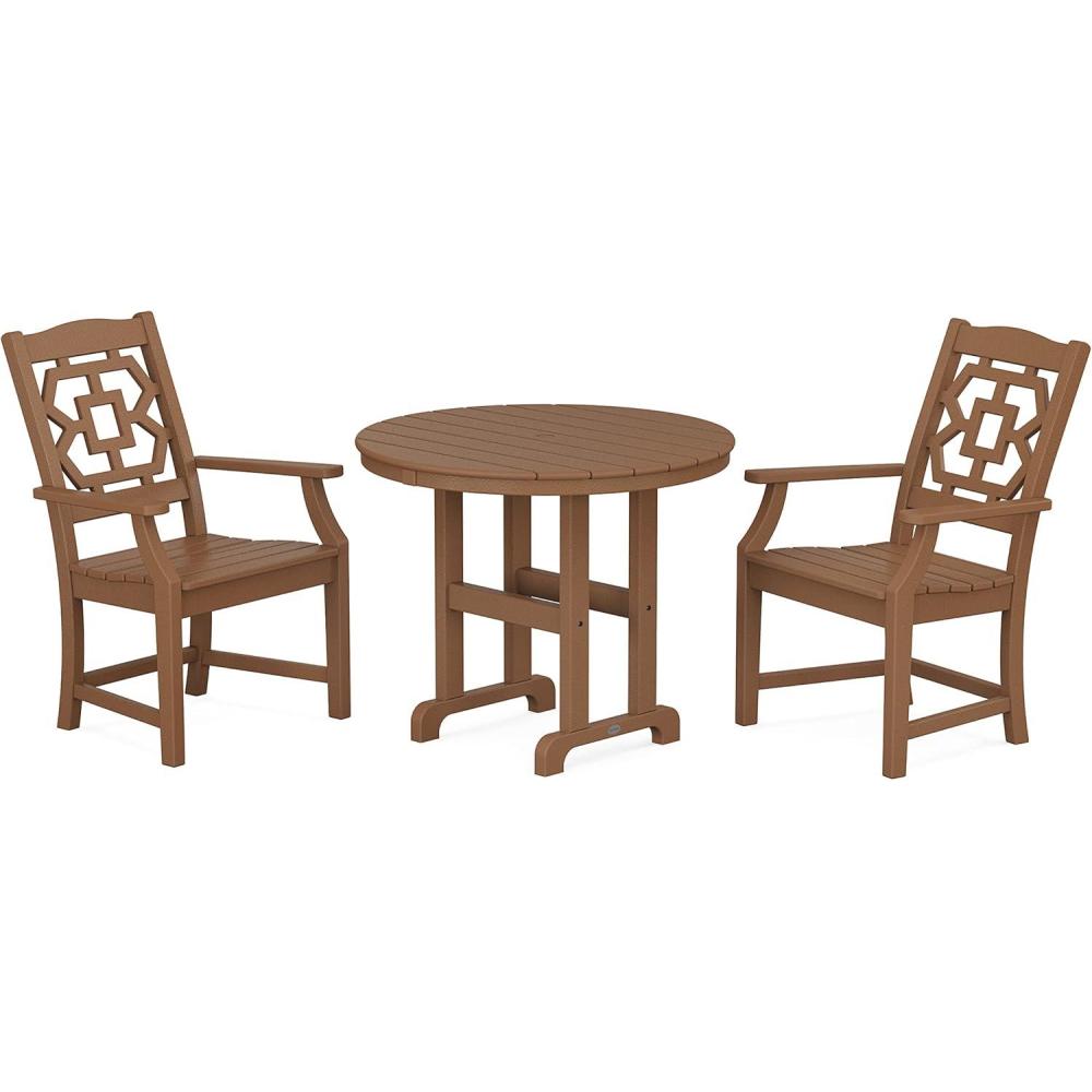 imageMartha Stewart by POLYWOOD Chinoiserie 3Piece Farmhouse Dining Set in MahoganyTeak