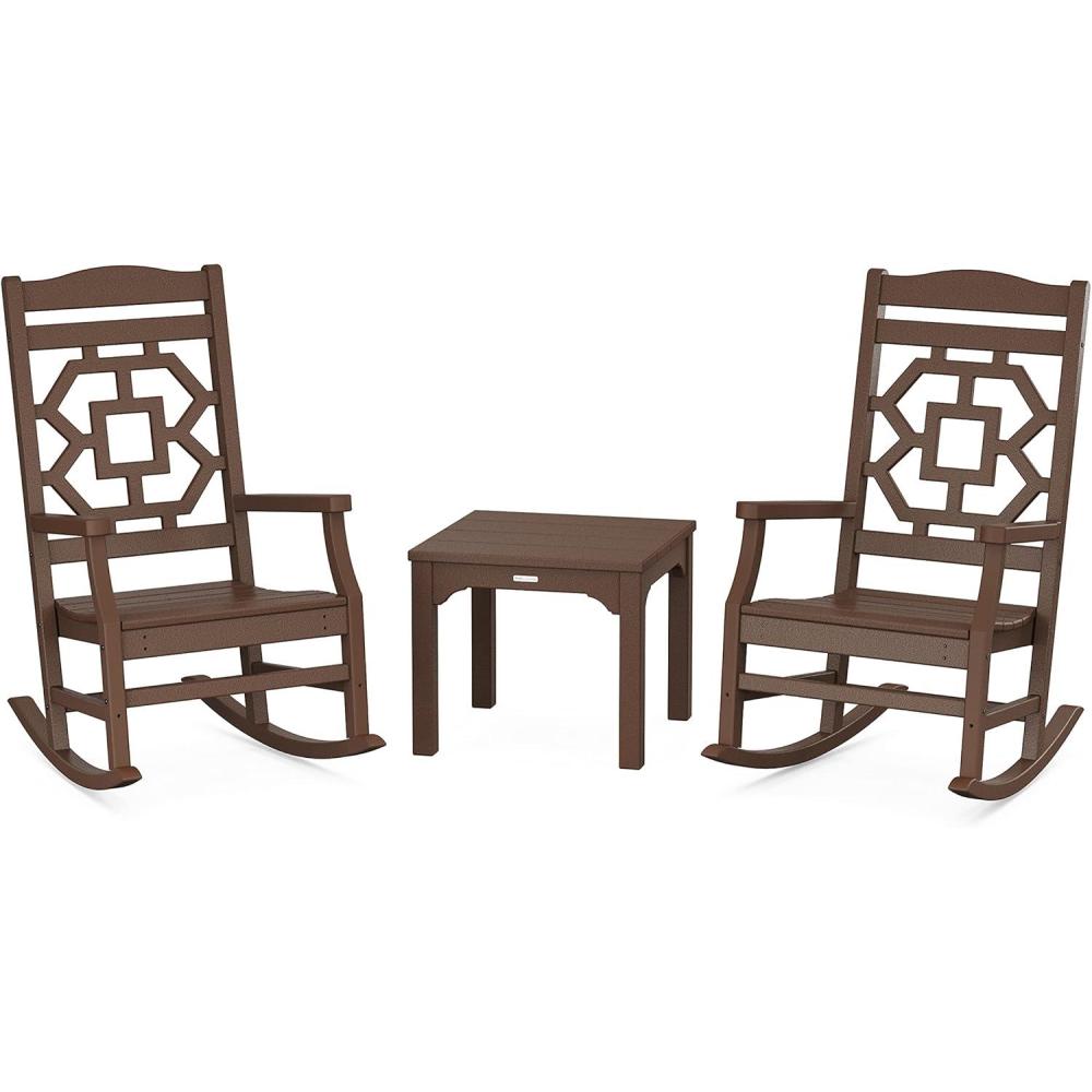 imageMartha Stewart by POLYWOOD Chinoiserie 3Piece Rocking Chair Set in GreenMahogany