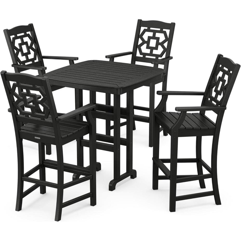 imageMartha Stewart by POLYWOOD Chinoiserie 5Piece Bar Set in GreenBlack