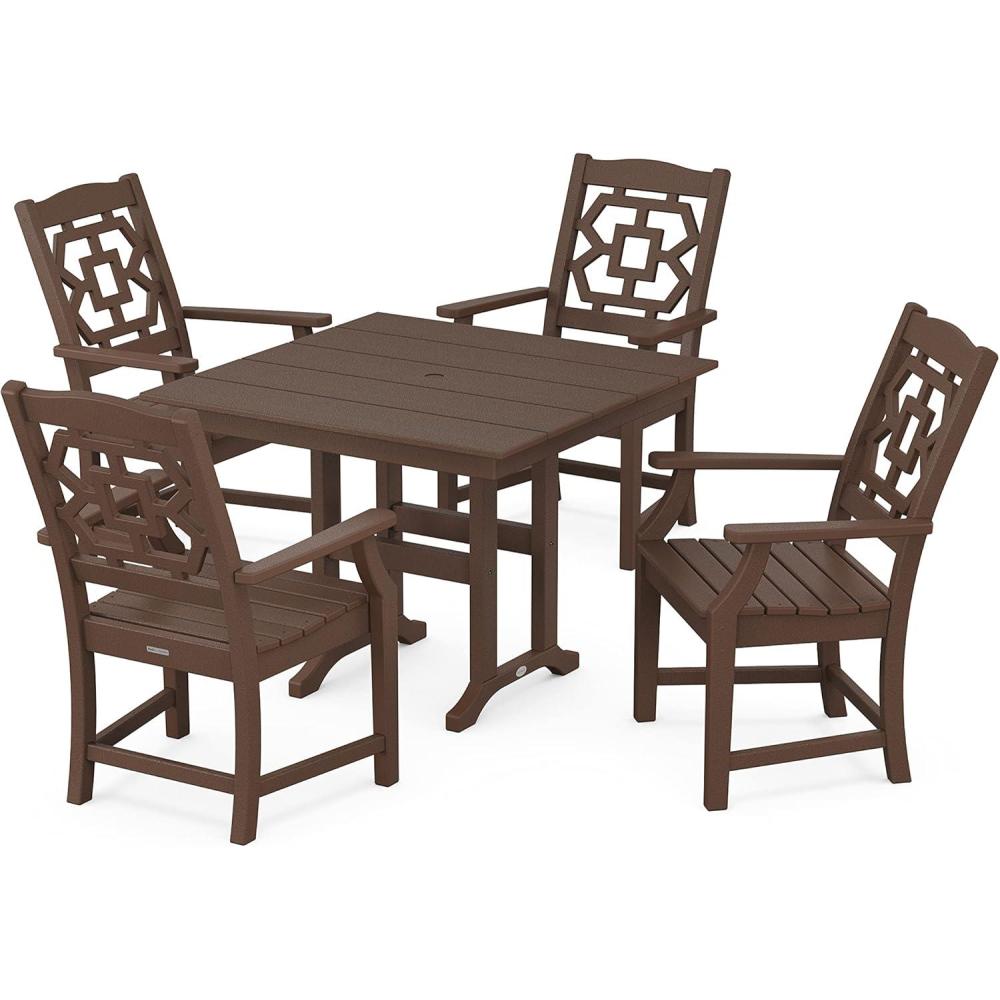 imageMartha Stewart by POLYWOOD Chinoiserie 5Piece Farmhouse Dining Set in GreenMahogany