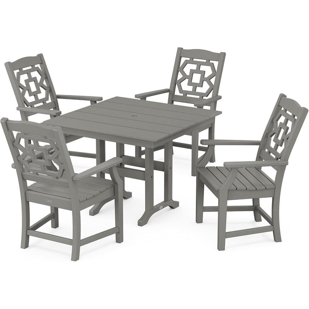 imageMartha Stewart by POLYWOOD Chinoiserie 5Piece Farmhouse Dining Set in GreenSlate Grey