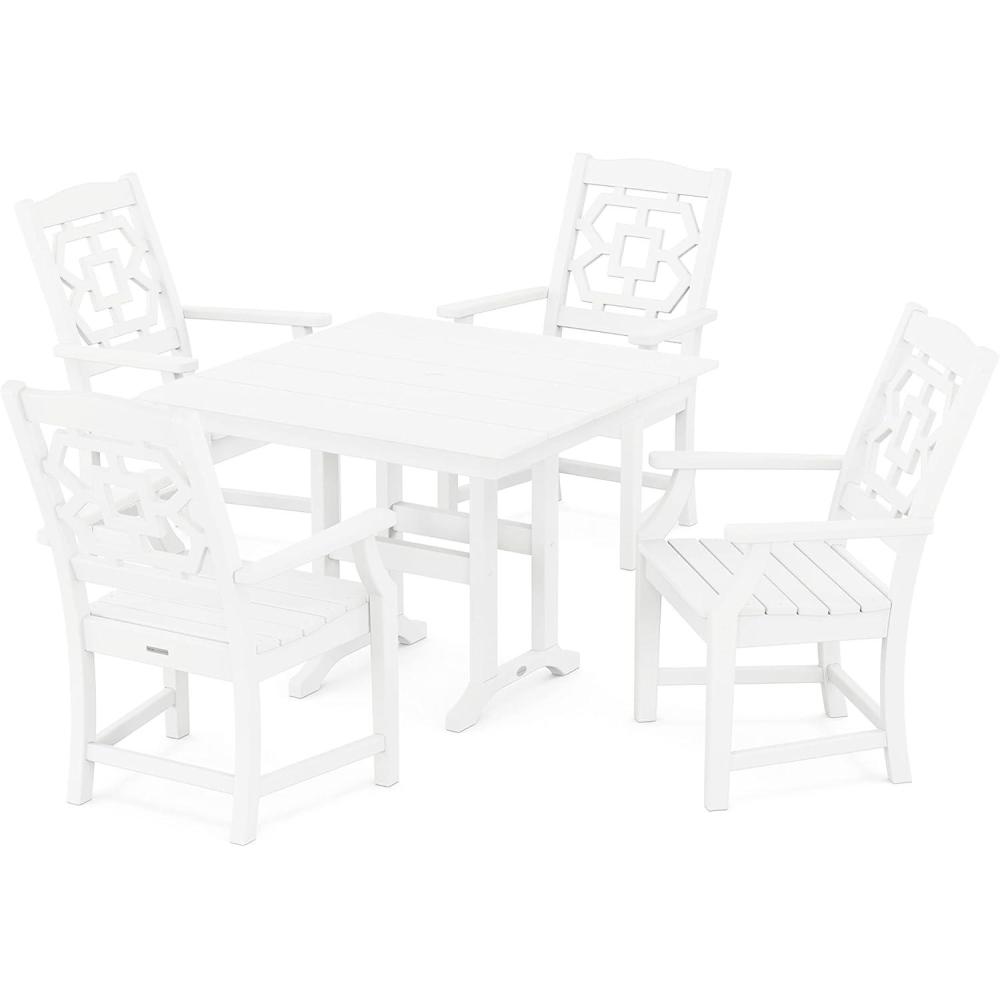 imageMartha Stewart by POLYWOOD Chinoiserie 5Piece Farmhouse Dining Set in GreenWhite