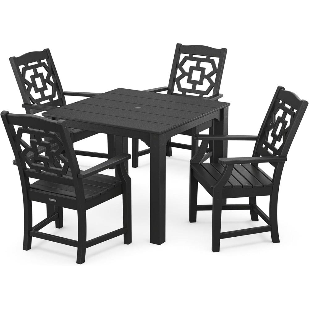 imageMartha Stewart by POLYWOOD Chinoiserie 5Piece Parsons Dining Set Exclusive in GreenBlack