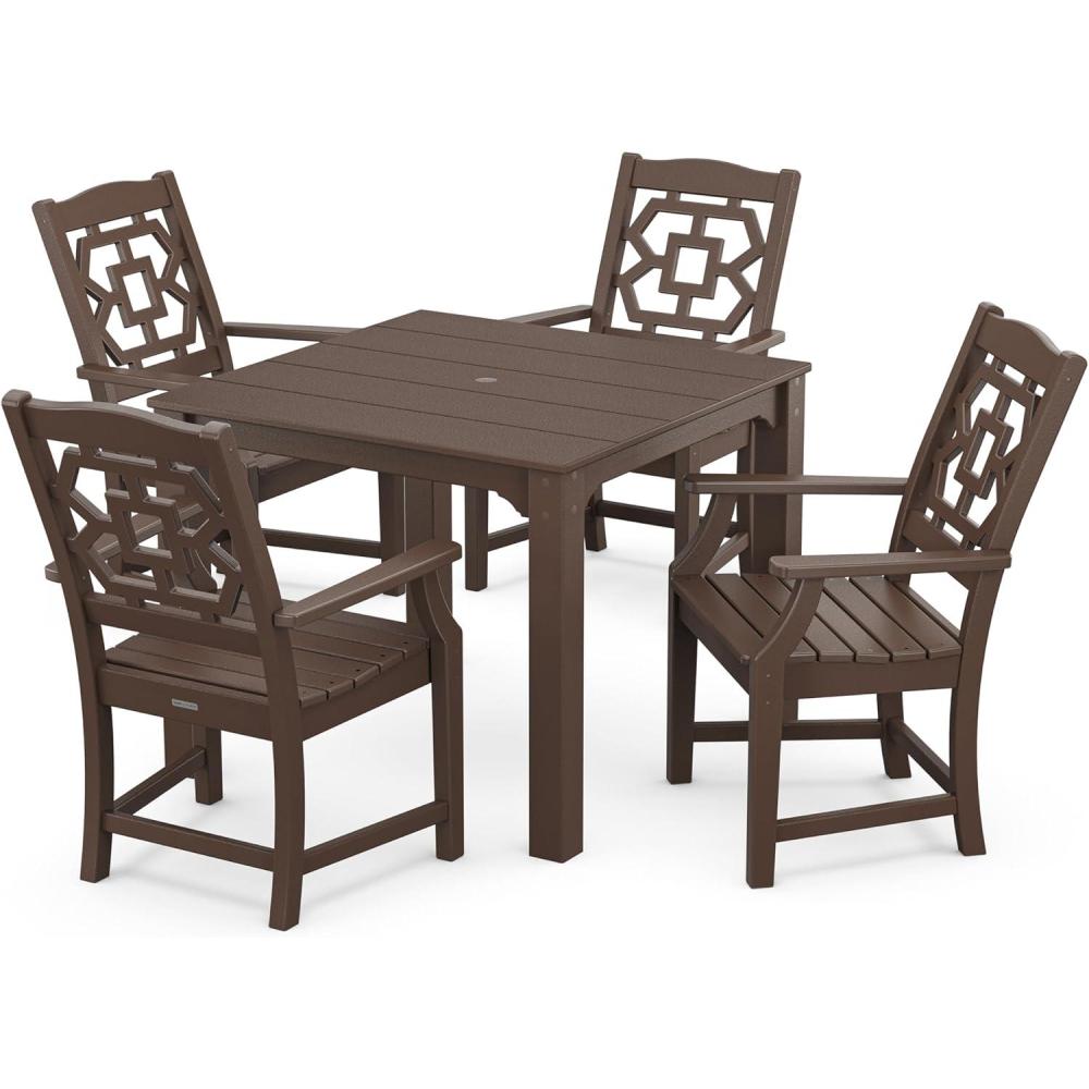imageMartha Stewart by POLYWOOD Chinoiserie 5Piece Parsons Dining Set Exclusive in GreenMahogany