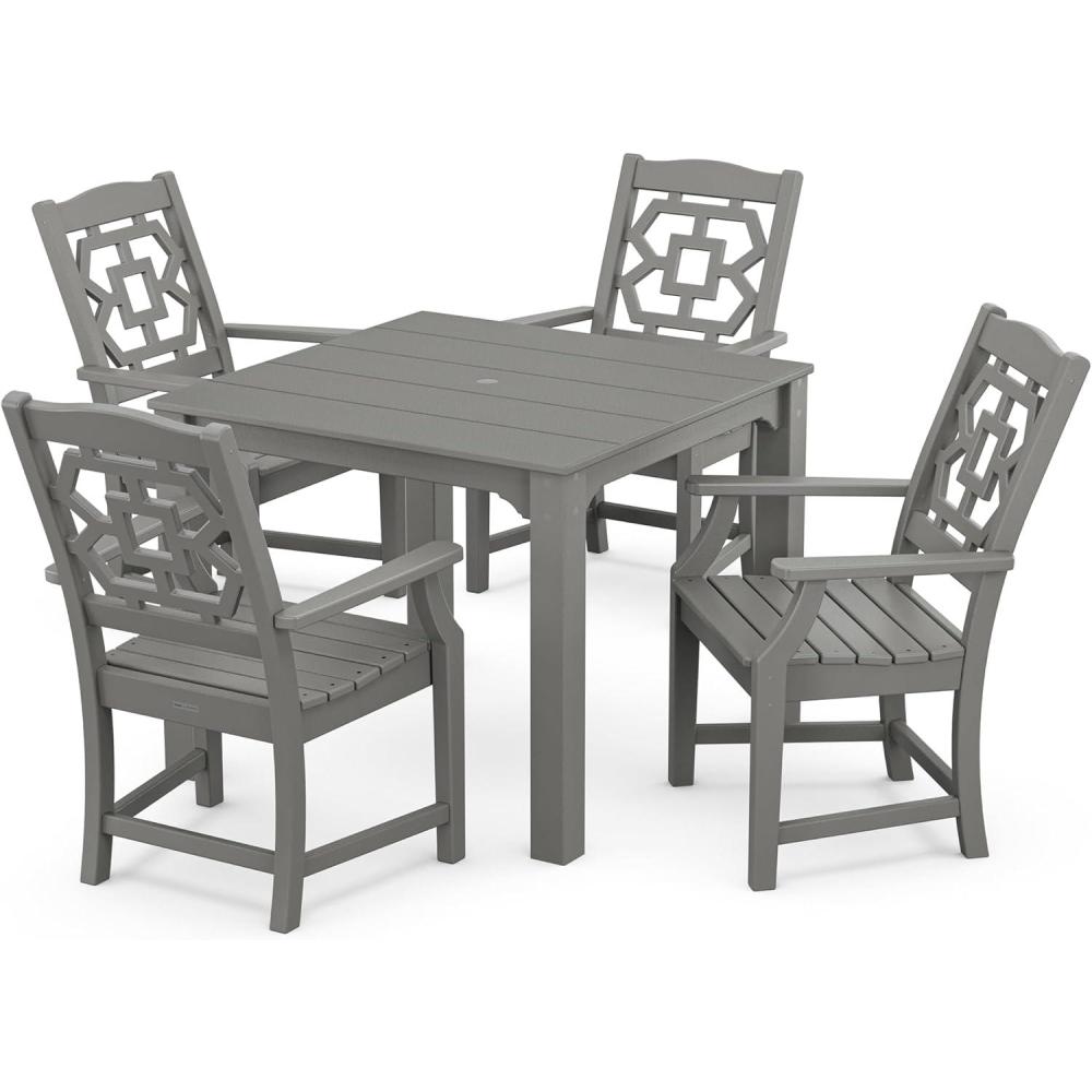 imageMartha Stewart by POLYWOOD Chinoiserie 5Piece Parsons Dining Set Exclusive in GreenSlate Grey