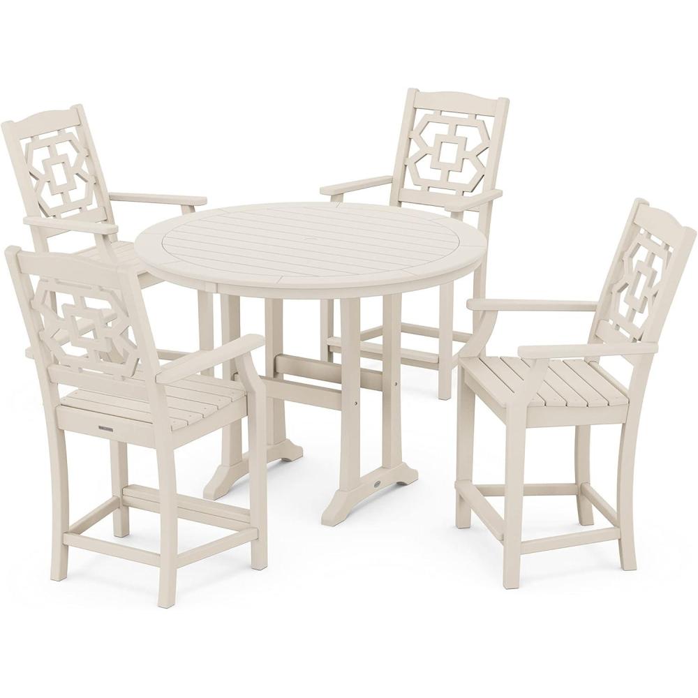 imageMartha Stewart by POLYWOOD Chinoiserie 5Piece Round Counter Set in GreenSand