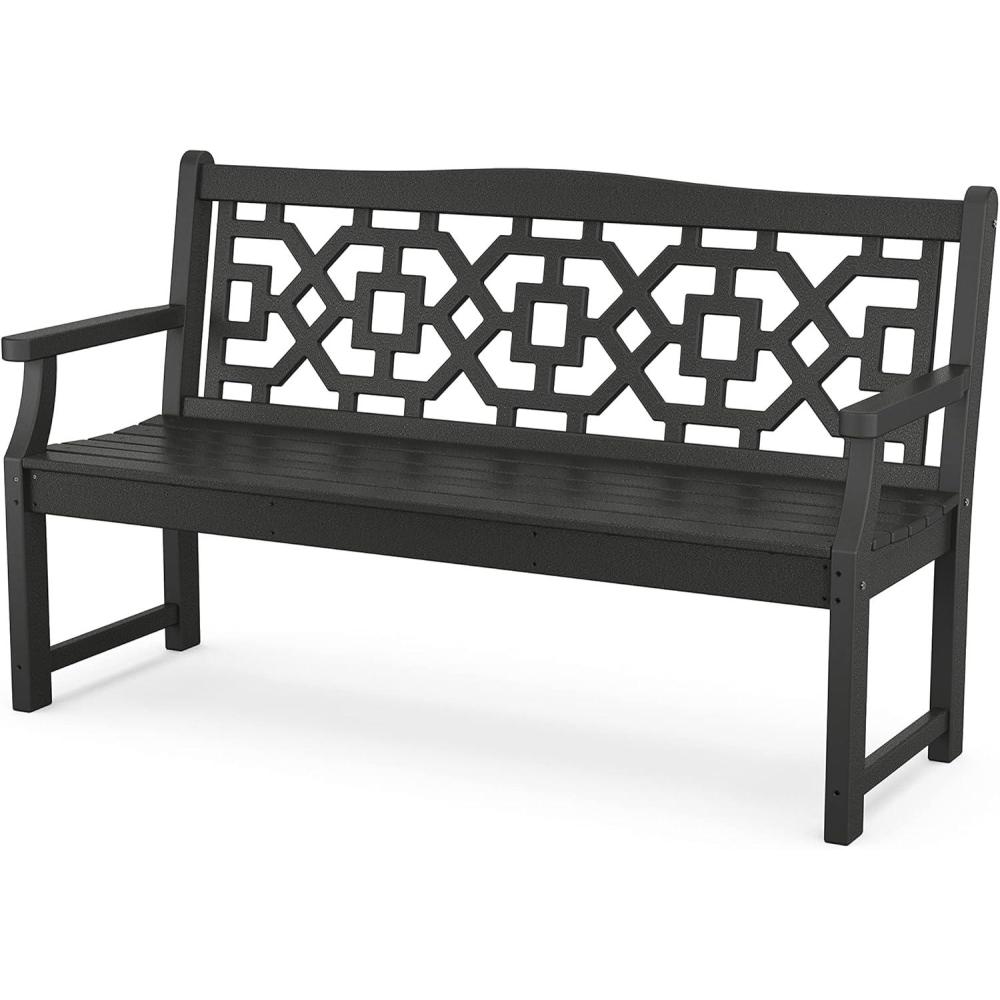 imageMartha Stewart by POLYWOOD Chinoiserie 60 Garden Bench in WhiteBlack