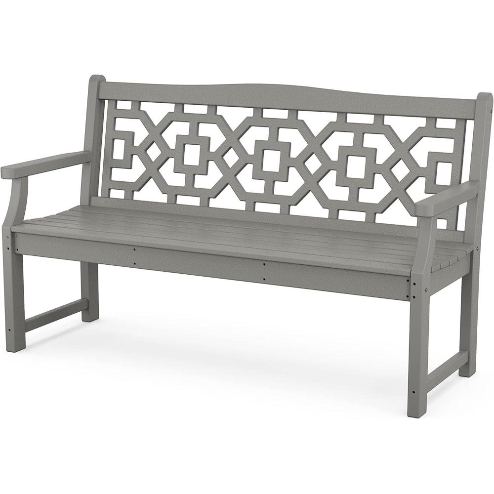 imageMartha Stewart by POLYWOOD Chinoiserie 60 Garden Bench in WhiteSlate Grey