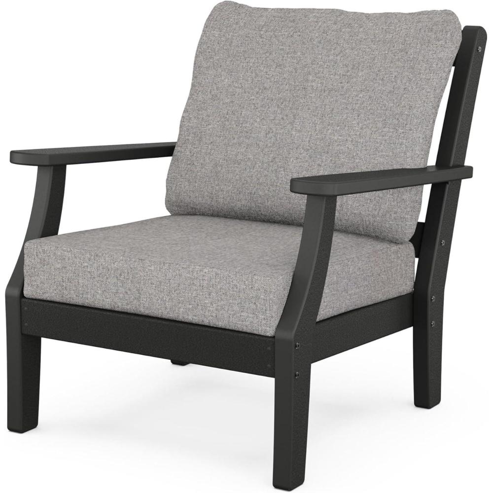 imageMartha Stewart by POLYWOOD Chinoiserie Deep Seating Chair in WhiteSky BlueBlack  Grey Mist