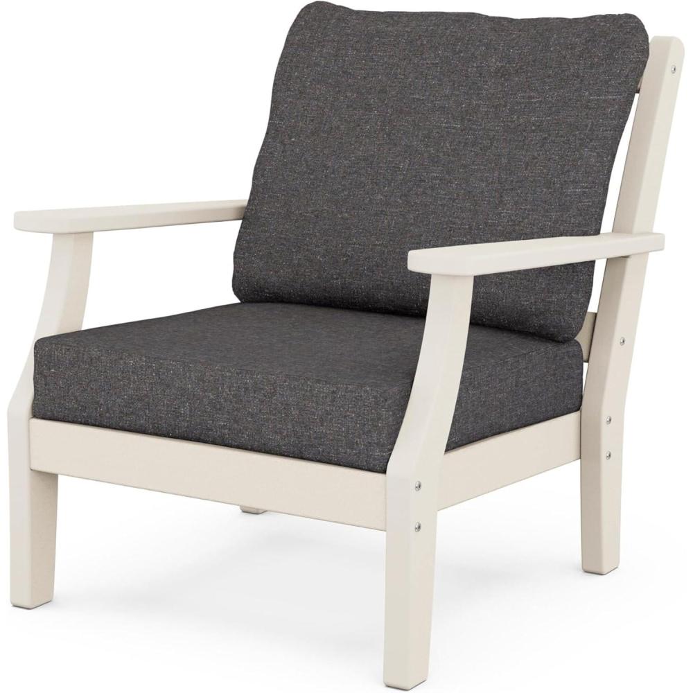 imageMartha Stewart by POLYWOOD Chinoiserie Deep Seating Chair in WhiteSky BlueSand  Ash Charcoal
