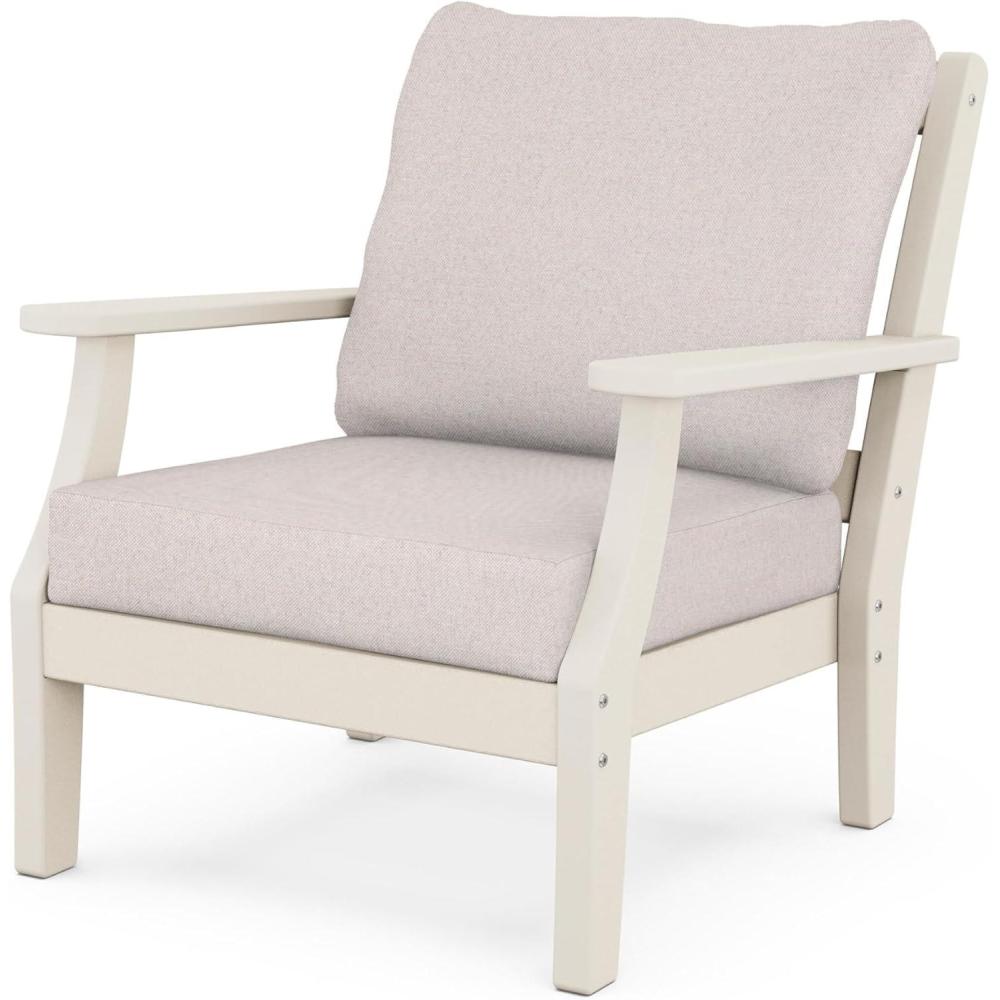 imageMartha Stewart by POLYWOOD Chinoiserie Deep Seating Chair in WhiteSky BlueSand  Dune Burlap