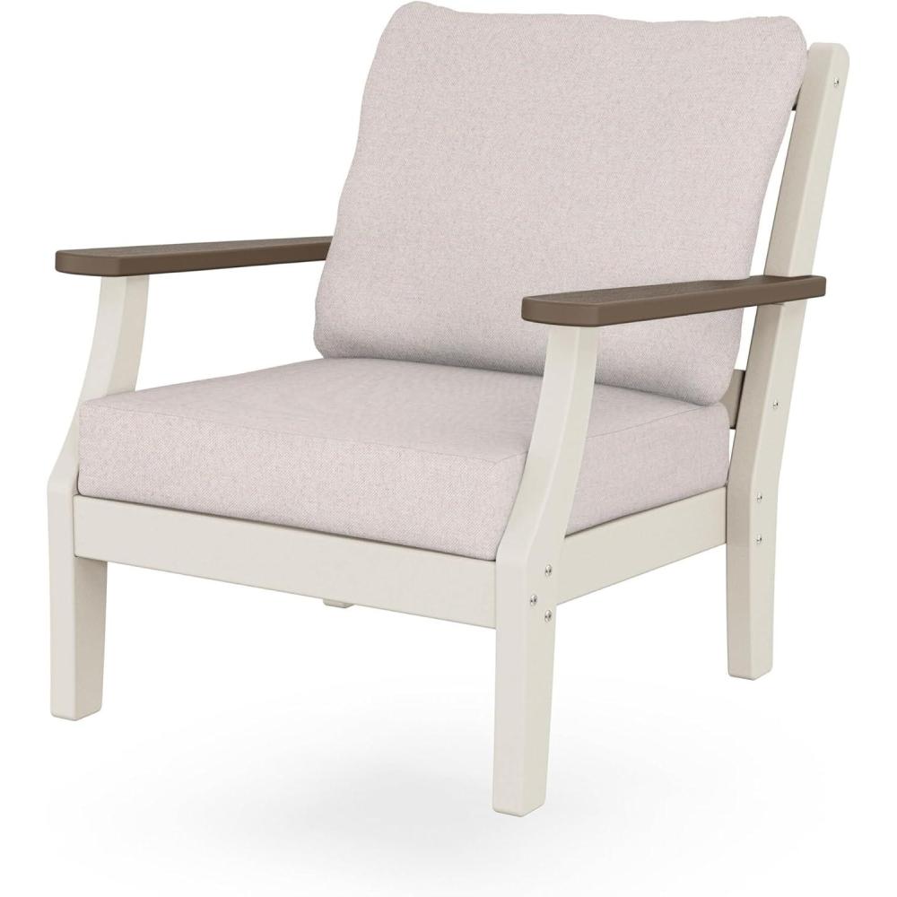 imageMartha Stewart by POLYWOOD Chinoiserie Deep Seating Chair in WhiteSky BlueSand  Kona  Dune Burlap