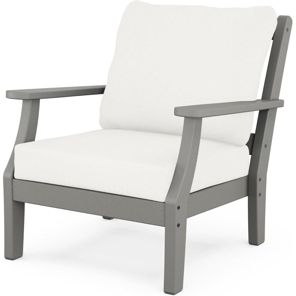 imageMartha Stewart by POLYWOOD Chinoiserie Deep Seating Chair in WhiteSky BlueSlate Grey  Natural Linen