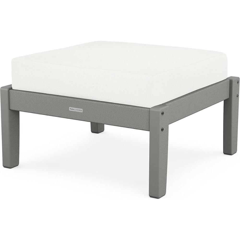 imageMartha Stewart by POLYWOOD Chinoiserie Deep Seating Ottoman in WhiteGlacier SpaSlate Grey  Natural Linen