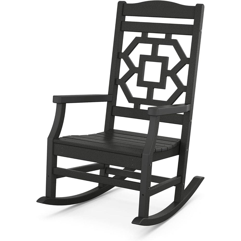 imageMartha Stewart by POLYWOOD Chinoiserie Rocking Chair in SandBlack