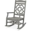 Martha Stewart by POLYWOOD® Chinoiserie 3-Piece Rocking Chair Set in Green(Slate Grey)