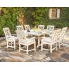 Martha Stewart by POLYWOOD Chinoiserie Outdoor Dining Arm Chair, Slate Grey, Durable HDPE All-Weather, Comfortable Patio Seating with Lattice Back, Backyard, Garden Furniture, Made in The USA(Sand)