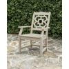 Martha Stewart by POLYWOOD Chinoiserie Outdoor Dining Arm Chair, Slate Grey, Durable HDPE All-Weather, Comfortable Patio Seating with Lattice Back, Backyard, Garden Furniture, Made in The USA(Sand)