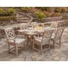 Martha Stewart by POLYWOOD Chinoiserie Outdoor Dining Arm Chair, Slate Grey, Durable HDPE All-Weather, Comfortable Patio Seating with Lattice Back, Backyard, Garden Furniture, Made in The USA(Mahogany)