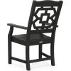 Martha Stewart by POLYWOOD Chinoiserie Outdoor Dining Arm Chair, Slate Grey, Durable HDPE All-Weather, Comfortable Patio Seating with Lattice Back, Backyard, Garden Furniture, Made in The USA(Black)