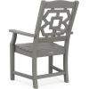 Martha Stewart by POLYWOOD Chinoiserie Outdoor Dining Arm Chair, Slate Grey, Durable HDPE All-Weather, Comfortable Patio Seating with Lattice Back, Backyard, Garden Furniture, Made in The USA(Slate Grey)