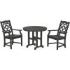 Martha Stewart by POLYWOOD® Chinoiserie 3-Piece Farmhouse Dining Set in Mahogany(Black)