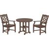 Martha Stewart by POLYWOOD® Chinoiserie 3-Piece Farmhouse Dining Set in Mahogany(Mahogany)