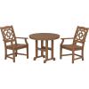 Martha Stewart by POLYWOOD® Chinoiserie 3-Piece Farmhouse Dining Set in Mahogany(Teak)