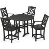 Martha Stewart by POLYWOOD® Chinoiserie 5-Piece Round Counter Set in Green(Black)