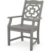 Martha Stewart by POLYWOOD Chinoiserie Outdoor Dining Arm Chair, Slate Grey, Durable HDPE All-Weather, Comfortable Patio Seating with Lattice Back, Backyard, Garden Furniture, Made in The USA(Slate Grey)