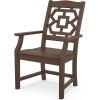 Martha Stewart by POLYWOOD Chinoiserie Outdoor Dining Arm Chair, Slate Grey, Durable HDPE All-Weather, Comfortable Patio Seating with Lattice Back, Backyard, Garden Furniture, Made in The USA(Mahogany)