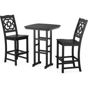 Martha Stewart by POLYWOOD® Chinoiserie 3-Piece Bar Set in Mahogany(Black)