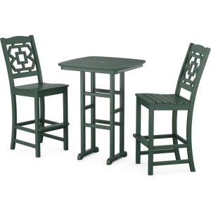 Martha Stewart by POLYWOOD® Chinoiserie 3-Piece Bar Set in Mahogany(Green)