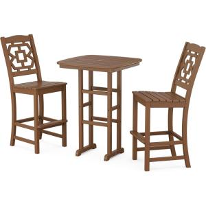 Martha Stewart by POLYWOOD® Chinoiserie 3-Piece Bar Set in Mahogany(Teak)