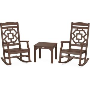 Martha Stewart by POLYWOOD® Chinoiserie 3-Piece Rocking Chair Set in Green(Mahogany)