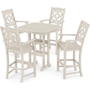 Martha Stewart by POLYWOOD® Chinoiserie 5-Piece Bar Set in Green(Sand)