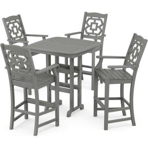 Martha Stewart by POLYWOOD® Chinoiserie 5-Piece Bar Set in Green(Slate Grey)