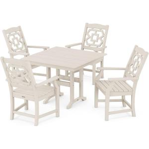 Martha Stewart by POLYWOOD® Chinoiserie 5-Piece Farmhouse Dining Set in Green(Sand)