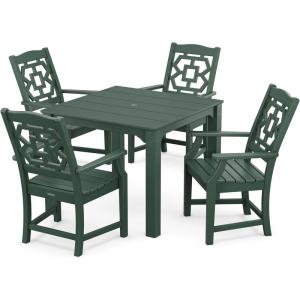Martha Stewart by POLYWOOD® Chinoiserie 5-Piece Parsons Dining Set (Exclusive) in Green(Green)
