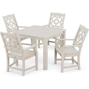 Martha Stewart by POLYWOOD® Chinoiserie 5-Piece Parsons Dining Set (Exclusive) in Green(Sand)