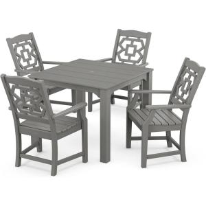 Martha Stewart by POLYWOOD® Chinoiserie 5-Piece Parsons Dining Set (Exclusive) in Green(Slate Grey)