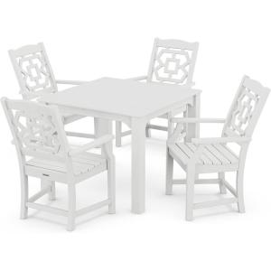 Martha Stewart by POLYWOOD® Chinoiserie 5-Piece Parsons Dining Set (Exclusive) in Green(White)