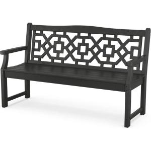 Martha Stewart by POLYWOOD® Chinoiserie 60” Garden Bench in White(Black)