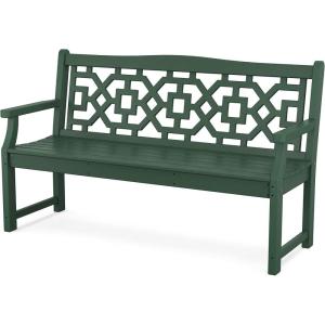 Martha Stewart by POLYWOOD® Chinoiserie 60” Garden Bench in White(Green)