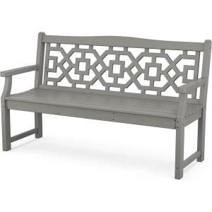 Martha Stewart by POLYWOOD® Chinoiserie 60” Garden Bench in White(Slate Grey)