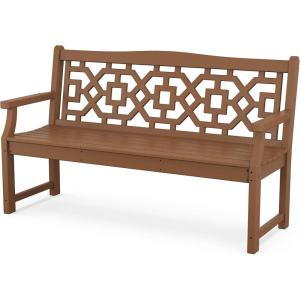 Martha Stewart by POLYWOOD® Chinoiserie 60” Garden Bench in White(Teak)