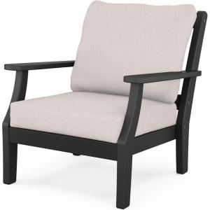 Martha Stewart by POLYWOOD® Chinoiserie Deep Seating Chair in White/Sky Blue(Black / Dune Burlap)