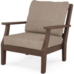 Martha Stewart by POLYWOOD® Chinoiserie Deep Seating Chair in White/Sky Blue(Mahogany / Spiced Burlap)